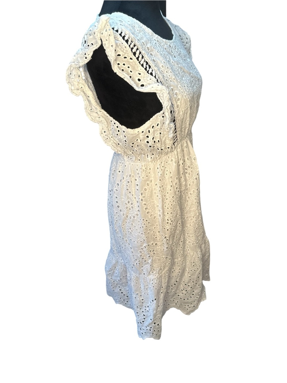 Lungo L’Arno Made in Italy White Eyelet Cotton Dress Women’s Size M - Picture 8 of 13